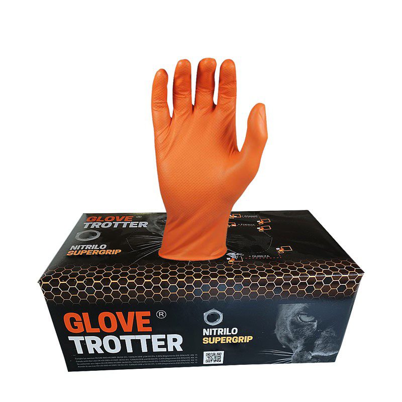 Guante Nitrilo sin Polvo, Diamantado, Glove trotter Caja 100 Uds