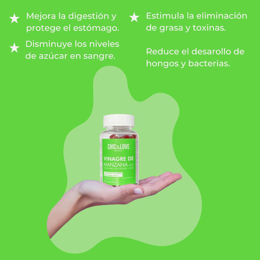 Gominolas Vinagre de Manzana, Chic & Love 60 gummies.