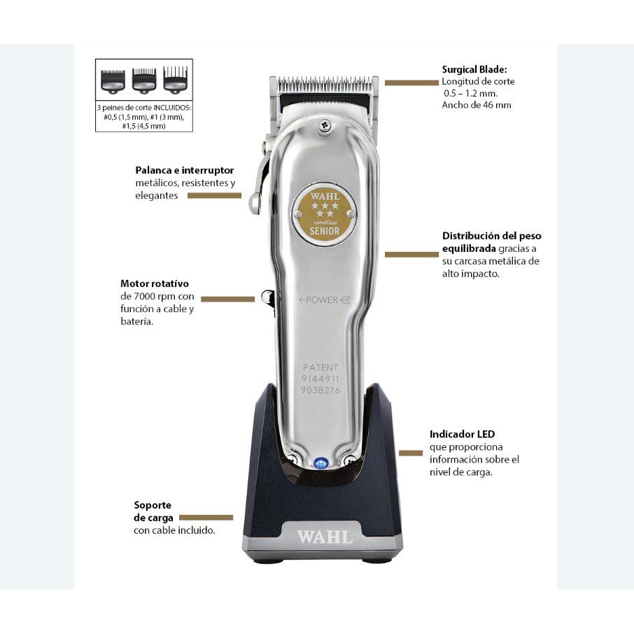 Wahl Senior Corta Pelo sin cable, Edicion Metal