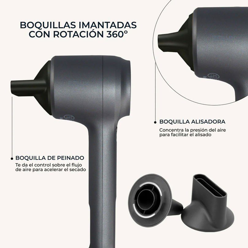 Secador de Pelo, iónico, sin aspas EX02 Eolux, Negro