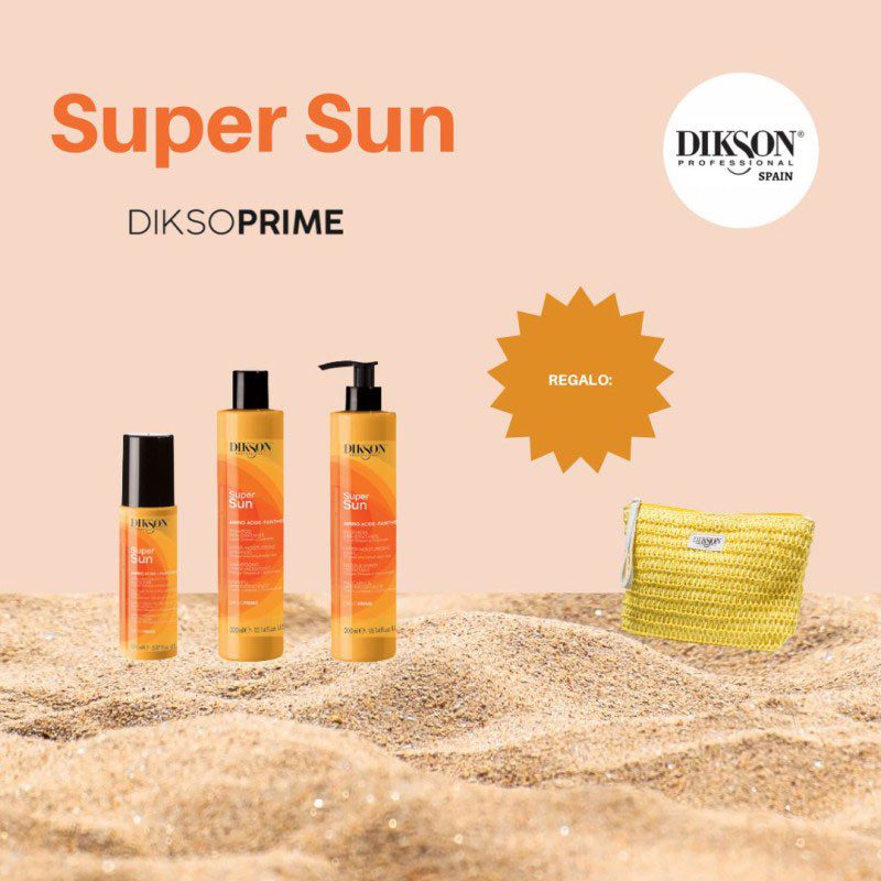 Kit Solar con Protector, Cabello Solar Super Sun Dikson 300ml + Regalo Bolso
