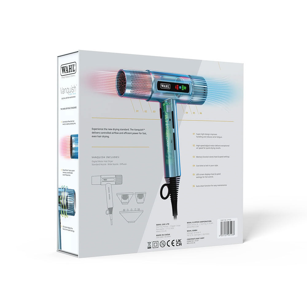 Secador de Pelo Digital de Alta Velocidad Wahl Vanquish Cool Blue Edición Limitada