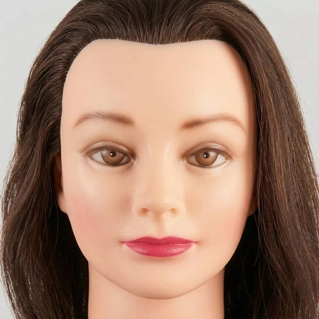 Cabeza de Maniquí Eurostil Pelo 100% Natural – 35-40 cm (Castaño)