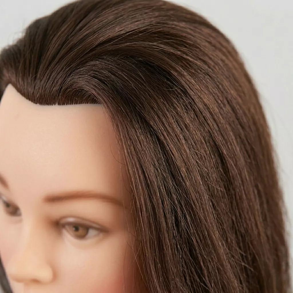 Cabeza de Maniquí Eurostil Pelo 100% Natural – 35-40 cm (Castaño)