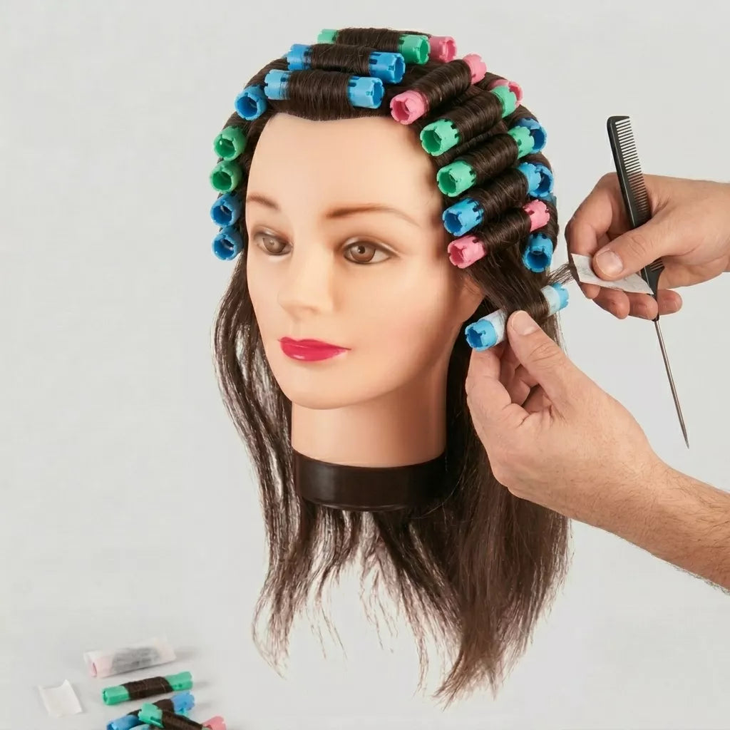 Cabeza de Maniquí Eurostil Pelo 100% Natural – 35-40 cm (Castaño)