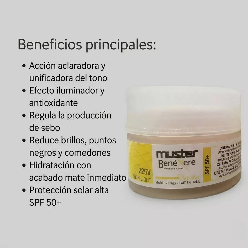 Muster Benexere 225V Skin Light SPF 50+ Crema Facial Aclaradora para Piel Grasa