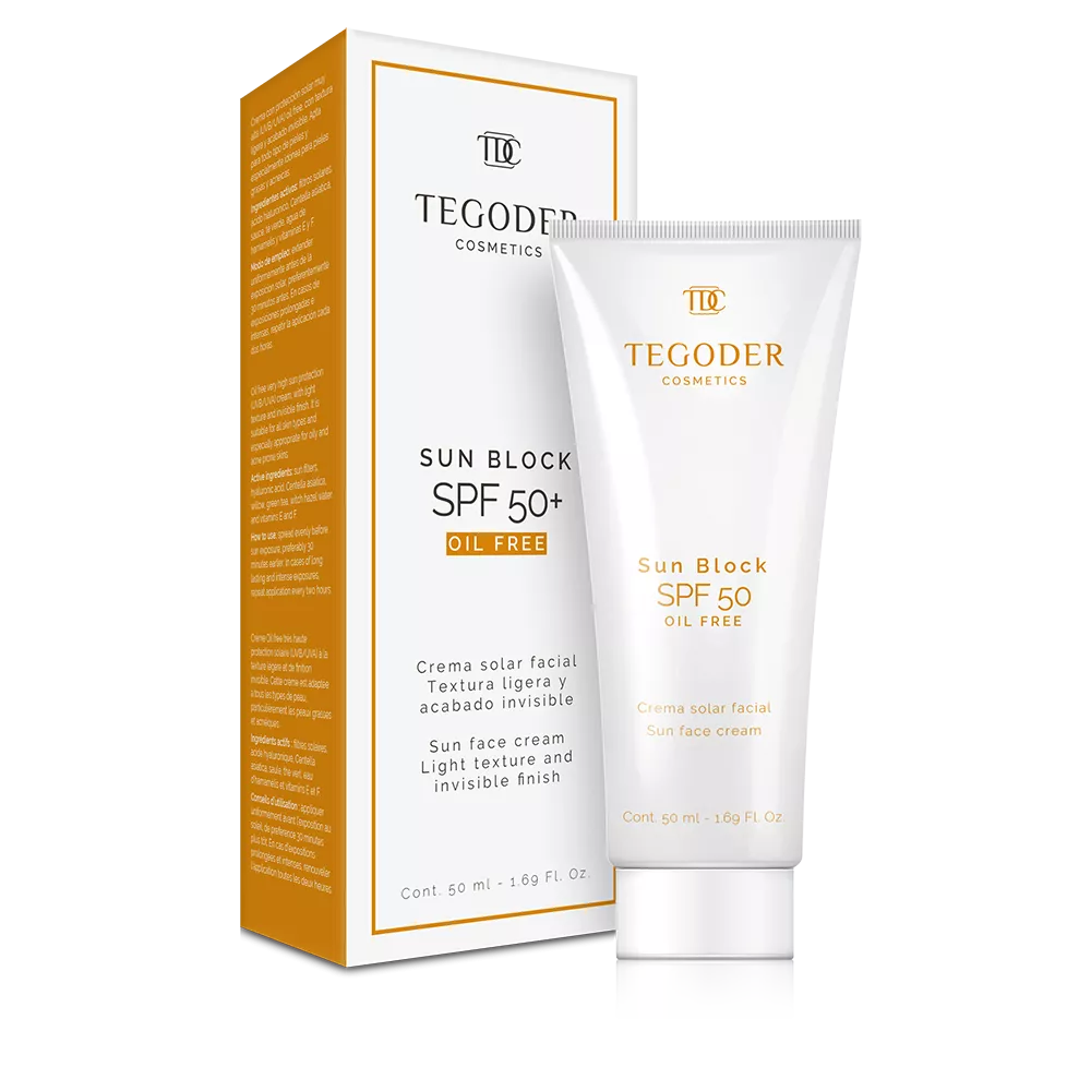 Protector solar facial Sun Block SPF 50 Oil Free, Tegoder 50 ml