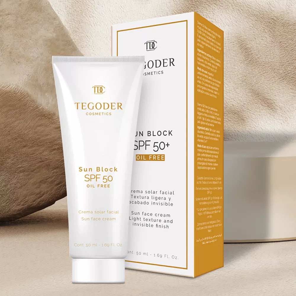 Protector solar facial Sun Block SPF 50 Oil Free, Tegoder 50 ml